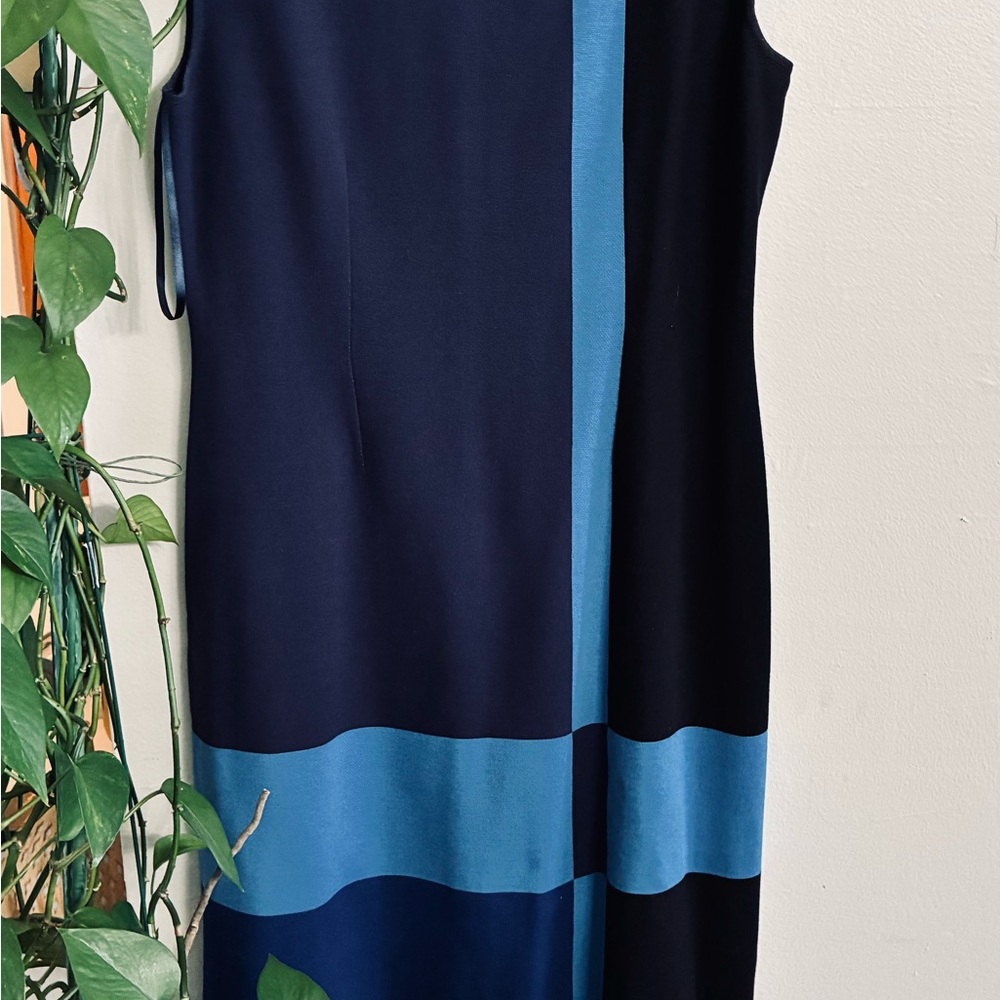 St. John Navy and Blue Midi Dress